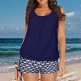 thumbnail image 2 of Baqcunre Women's Tankini Suit Two Piece Swimsuit Sleeveless Loose Tankini Swimwear Solid Color Boxer Bottom Dark Blue M, 2 of 3