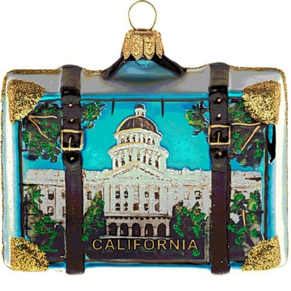 California Travel Suitcase Polish Glass Christmas Tree Ornament ONE Decoration
