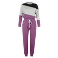thumbnail image 4 of felwors Womens Fall 2 Piece Lounge Outfit Long Sleeve Tops High Waisted Jogger Pants Set Travel Clothes Tracksuit 2025 Purple, L, 4 of 5