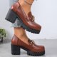 thumbnail image 4 of Mujeres Tacones Altos Redondo Dedo Del Pie Grueso Mochilas, Zapatos Casuales de las Mujeres Estilo Vintage Suela Gruesa, 4 of 9