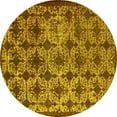 thumbnail image 1 of Ahgly Company Machine Washable Indoor Round Oriental Yellow Industrial Area Rugs, 7' Round, 1 of 4