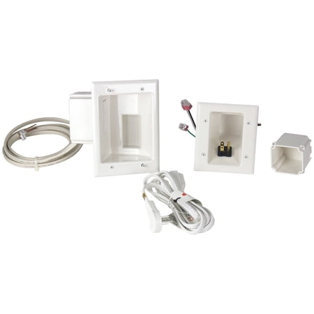 UPC: 0660559010167 | Datacomm Electronics 50-6623-WH-KIT Flat Panel TV Cable Organizer Kit With Duplex Power Solution