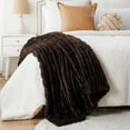 thumbnail image 7 of Battilo Dark Brown Faux Fur Throw Blanket, Double Side Rabbit Fur Blanket for Couch,50"x60", 7 of 7