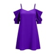 thumbnail image 3 of Avtoify Fashion Women's Casual Solid Color Sleepshirts Strap Off The Shoulder Mini Dress, 3 of 6