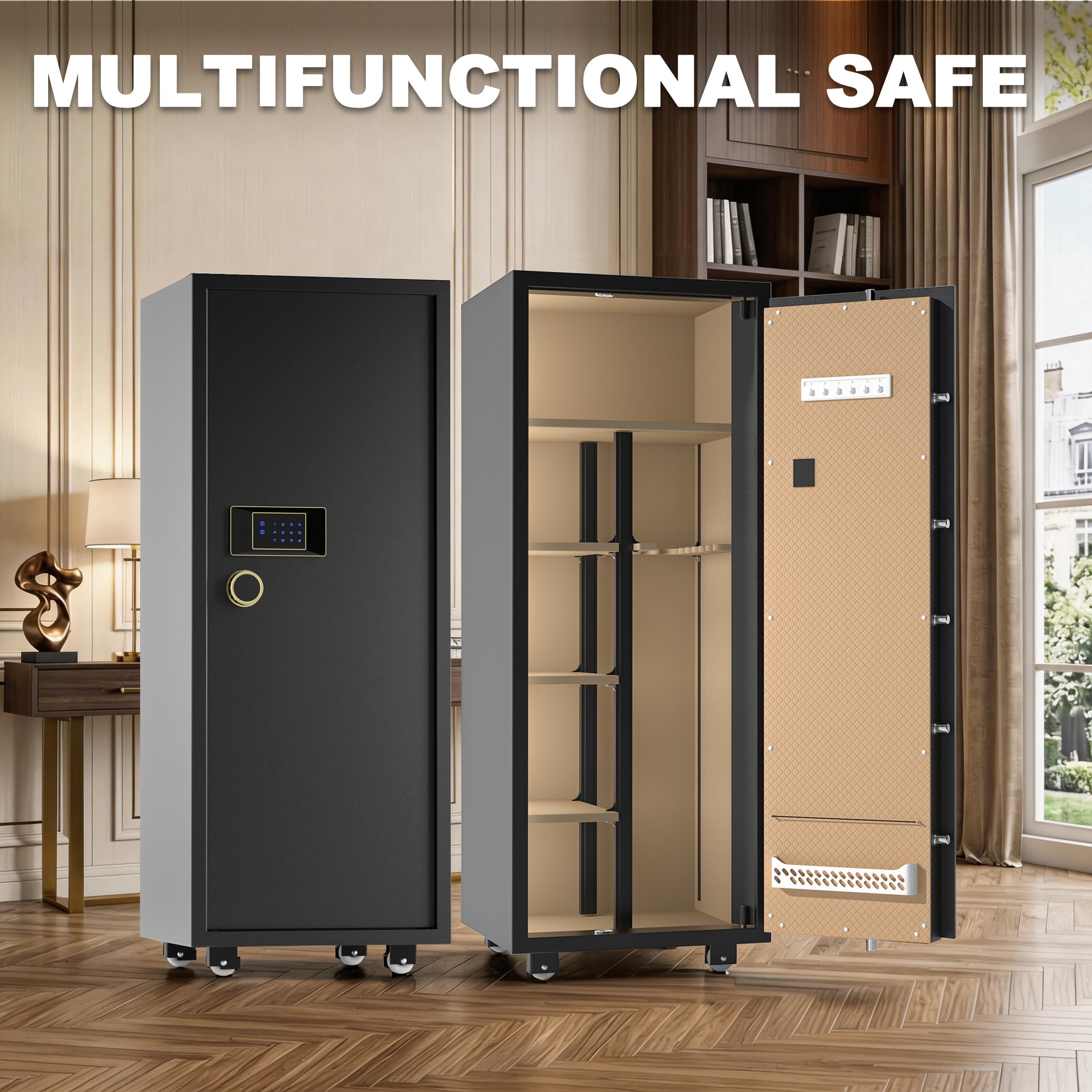 Tigerking 17.7 Cu. ft. Heavy Duty Security Home Safe, Document Safe with Digital Touchscreen Lock and Adjustable Shelves, 243lb, Black