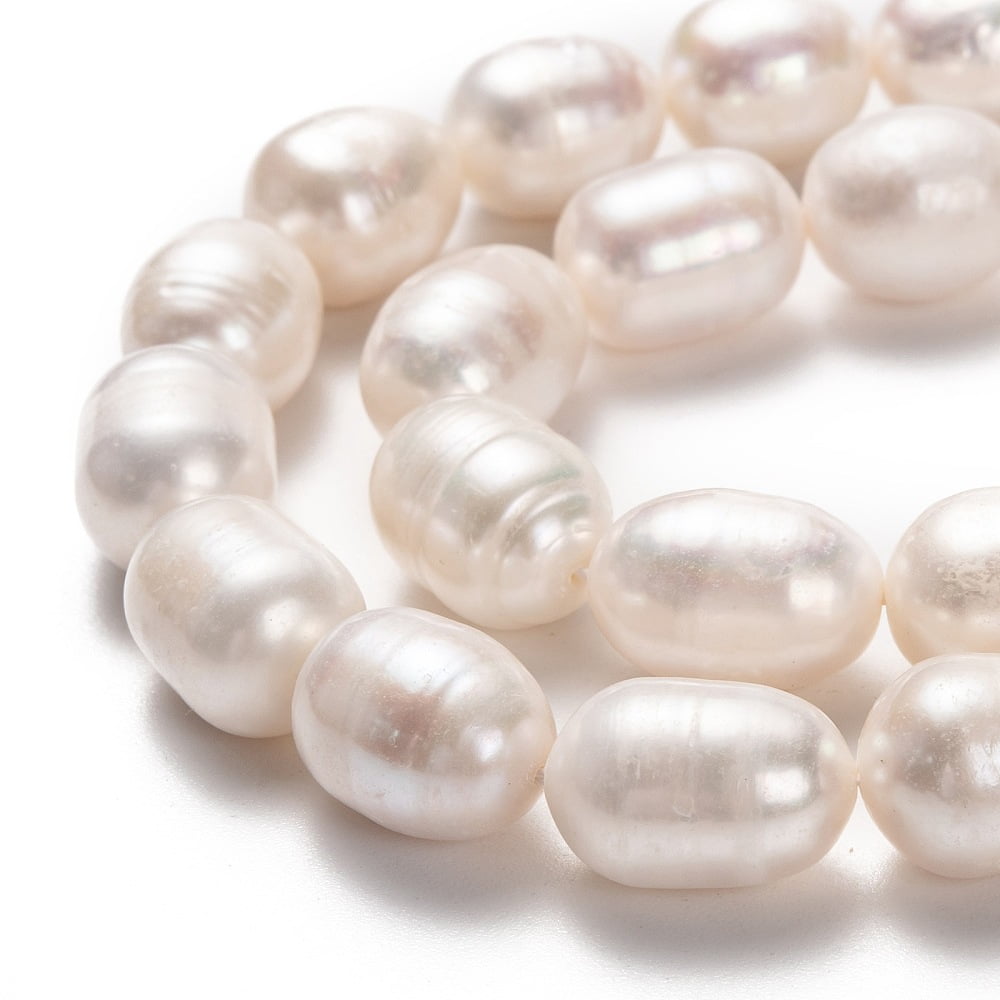 Natural Cultured Freshwater Pearl Beads Strands Rice Bisque 11~14x10~11mm Hole: 0.8mm 28pcs/strand 13.78 inch(35cm) diy