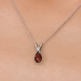 thumbnail image 3 of Gem Stone King 14K White Gold Red Garnet and White Created Sapphire Pendant Necklace for Women | 0.81 Cttw | Gemstone January Birthstone | Pear Shape 7X5MM | With 18 inch Chain, 3 of 6