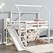 thumbnail image 3 of Merax Twin Size House Loft Bed with Slide and Storage Shelves, Wood Loft Bed for Boys & Girls (White), 3 of 4