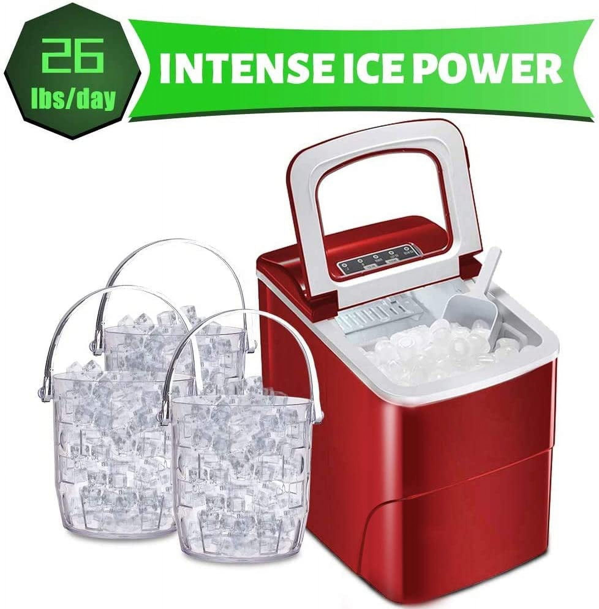 Electric Countertop Ice Maker Machine 8 Mins 9 Bullet Ice, 26lbs/24hrs,  ManVi Tabletop Ice Makers Portable Ice Cube Maker with Ice Scoop and  Basket