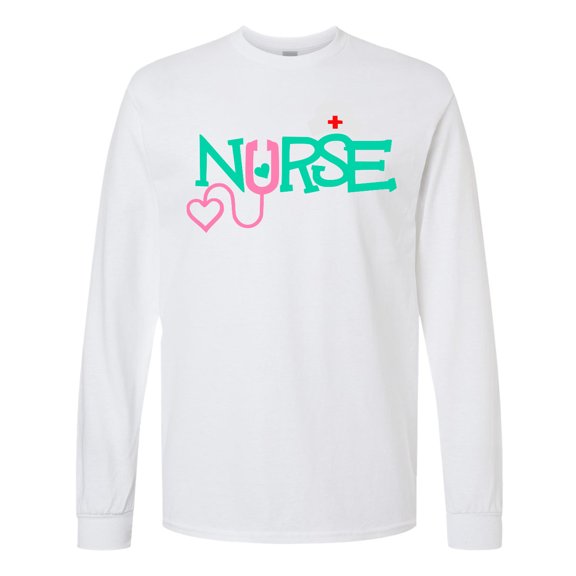 Inktastic Cute Nurse Stethoscope and Hat Long Sleeve T-Shirt