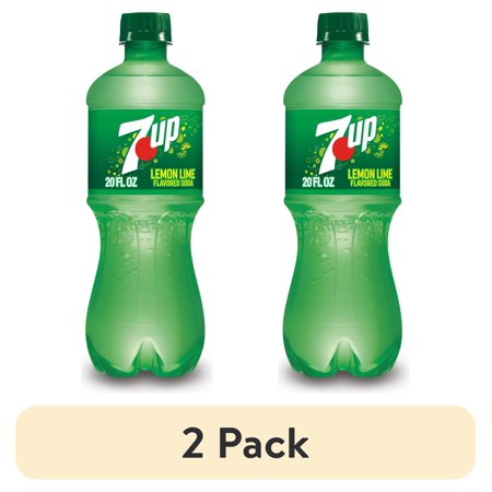 (2 pack) 7UP Caffeine Free Lemon Lime Soda Pop, Low Sodium, 20 fl oz Bottle