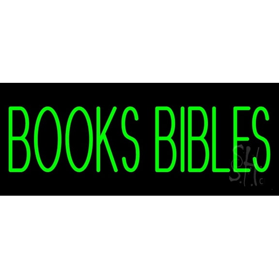 Green Books Bibles LED Neon Sign 13" Tall x 32" Wide - inches Black Square Cut Acrylic Backing, with Dimmer - Premium built indoor Sign for Home décor, Event, Religious place, Store interior, Office.