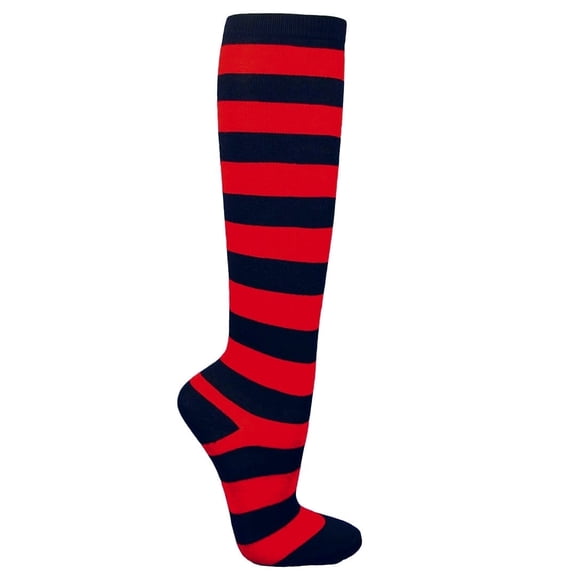 Striped Patterned Socks (Knee High) Red and Black