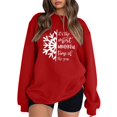 thumbnail image 1 of Gibobby Sudaderas para mujer navidad Sudadera con capucha estampada navideña holgada para mujer con mangas hasta los hombros(Rojo,XG), 1 of 4