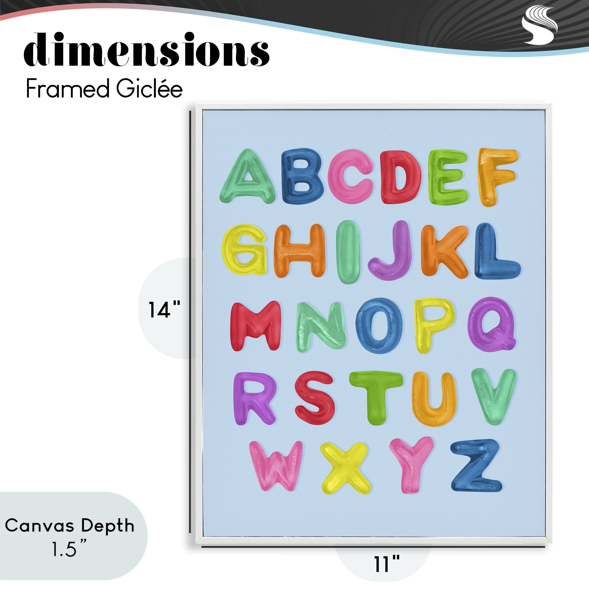 Stupell Industries Gummy Candy Alphabet White Framed Giclee Art, design by LISH Creative