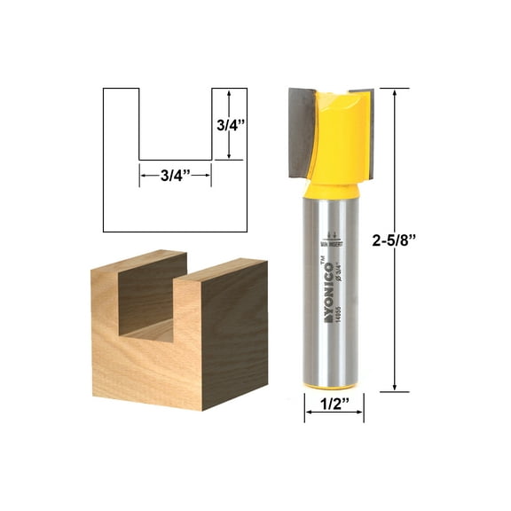 Yonico Straight/Dado Router Bit - 3/4"W x 3/4"H - 1/2" Shank - 14955
