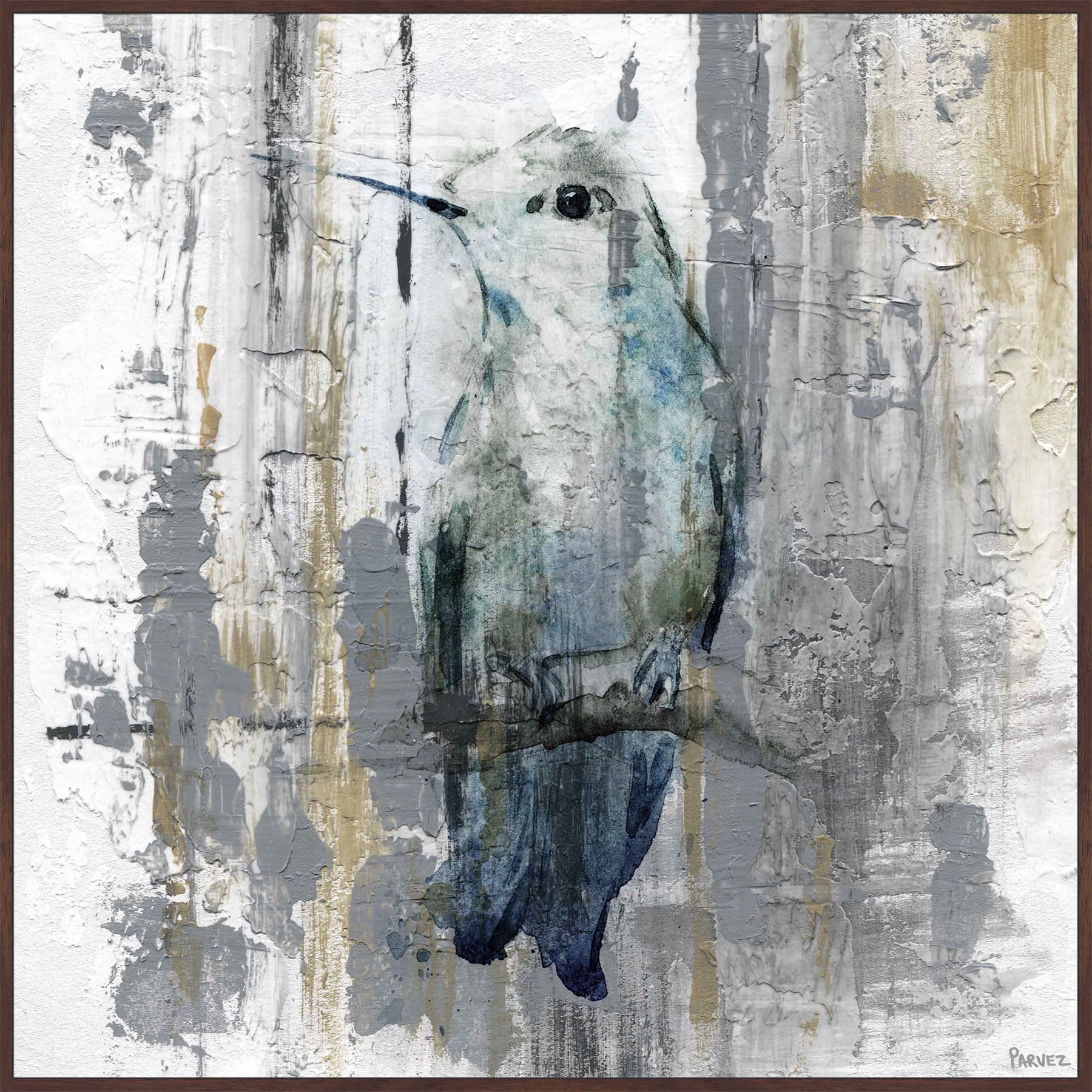 "Perching Grey" Floater Framed Painting Print on Canvas