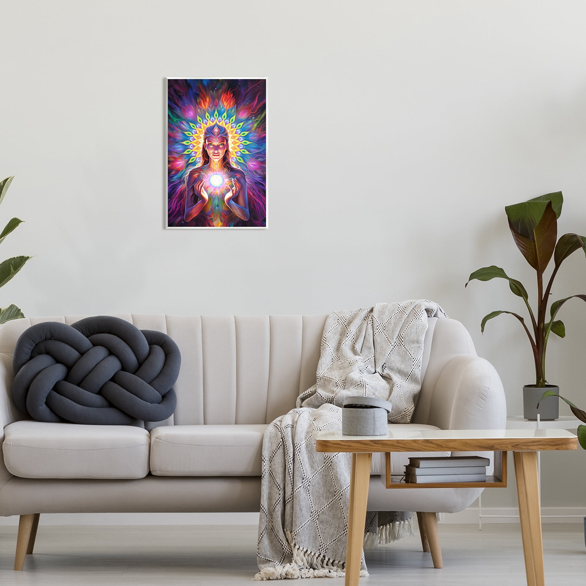 Stupell Industries Girl with Abstract Fractals Abstract Painting Unframed Art Print Wall Art, 13 x 19