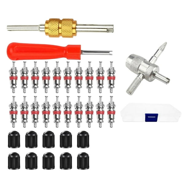 Kit de extracción de núcleo de válvula (33 unidades) para reparación de neumáticos, herramienta de instalación para bicicletas y coches.