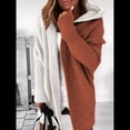 thumbnail image 4 of Cárdigan de Punto con Capucha y Larga con Abertura Frontal para Mujer, Abrigos con Bloques de Color, Otoño e Invierno y Rojo L, 4 of 7