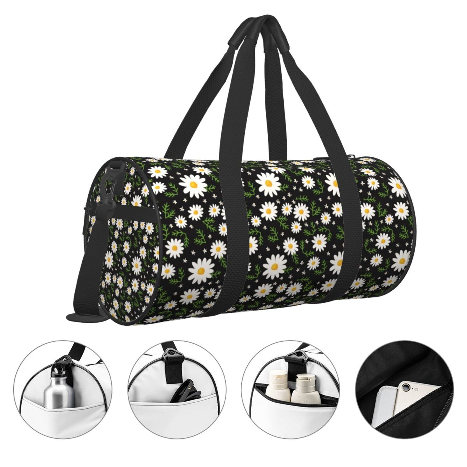 Vsdgher Daisy 45L Foldable Duffel Bag, Sports Gym Bag,Overnight Bag, Portable Weekender Bag for Airplanes