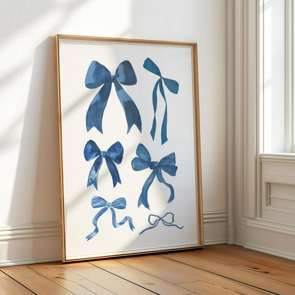 Blue Bows, Coquette Room Decor, Christian Wall Art, Trendy Apartment Decor, Art, Dorm Room Prints Wall Art, Modern Wall Decor, 8x12 UNFRAMED