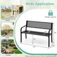 thumbnail image 3 of Costway 50" Outdoor Garden Bench with Geometric Lattice Backrest Armrests and Slatted Seat Black, 3 of 10