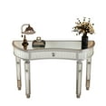 thumbnail image 2 of Noble House Half-Moon Mirrored Console Table with Fluted Glass & Crystal Knob Drawer - Silver Entryway Vanity Desk for Bedroom Dressing Room, Grey+Silver, 2 of 5