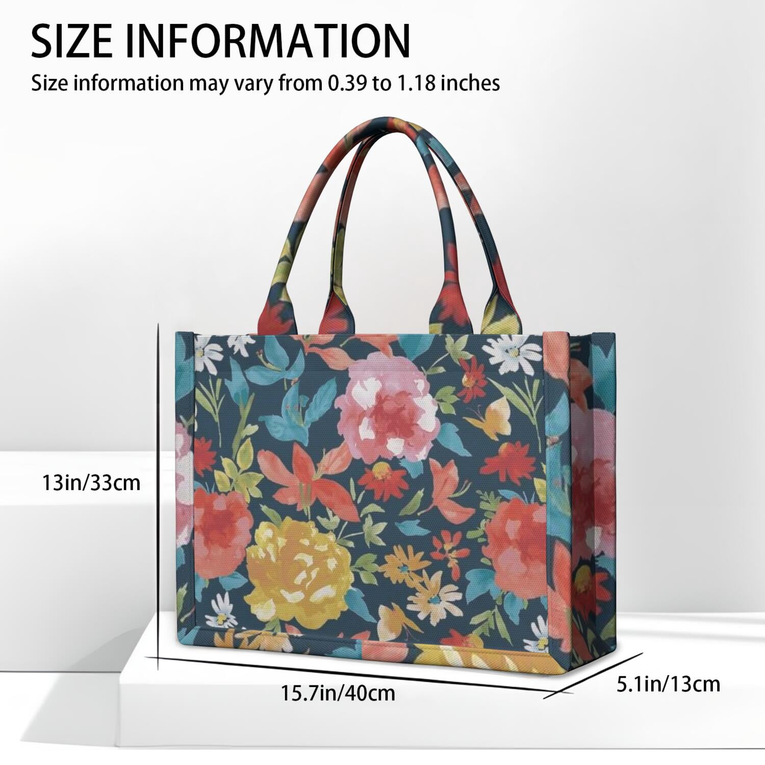 Large Capacity Tote Bag,Pioneer Flower Floral Print Pattern Handbag Fashion Luxury Tote Bag,15.7"x13"x 5.1" Inches,Laptop Compatible