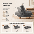 thumbnail image 3 of CHITOOMA 66" Futon Sofa Bed with Adjustable Backrest, Corduroy Convertible Futon Couch, Extra-Thick Cushion, Comfy Loveseat for Small Spaces, Apartment or Office, Gray, 3 of 8
