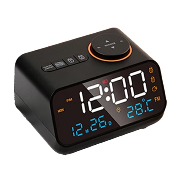 Reloj Despertador LED con Radio FM para Despertar Junto una la Cama. Calendario de Mesa Digital con TermóMetro de Temperatura HigróMetro de Humedad(B)