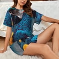 thumbnail image 4 of Fotbe Modern Style Blue Parrot Print Pajama Set for Women 2 Piece Loungewear Short Sleeve Tops and Shorts Set Soft Sleepwear-X-Large, 4 of 7