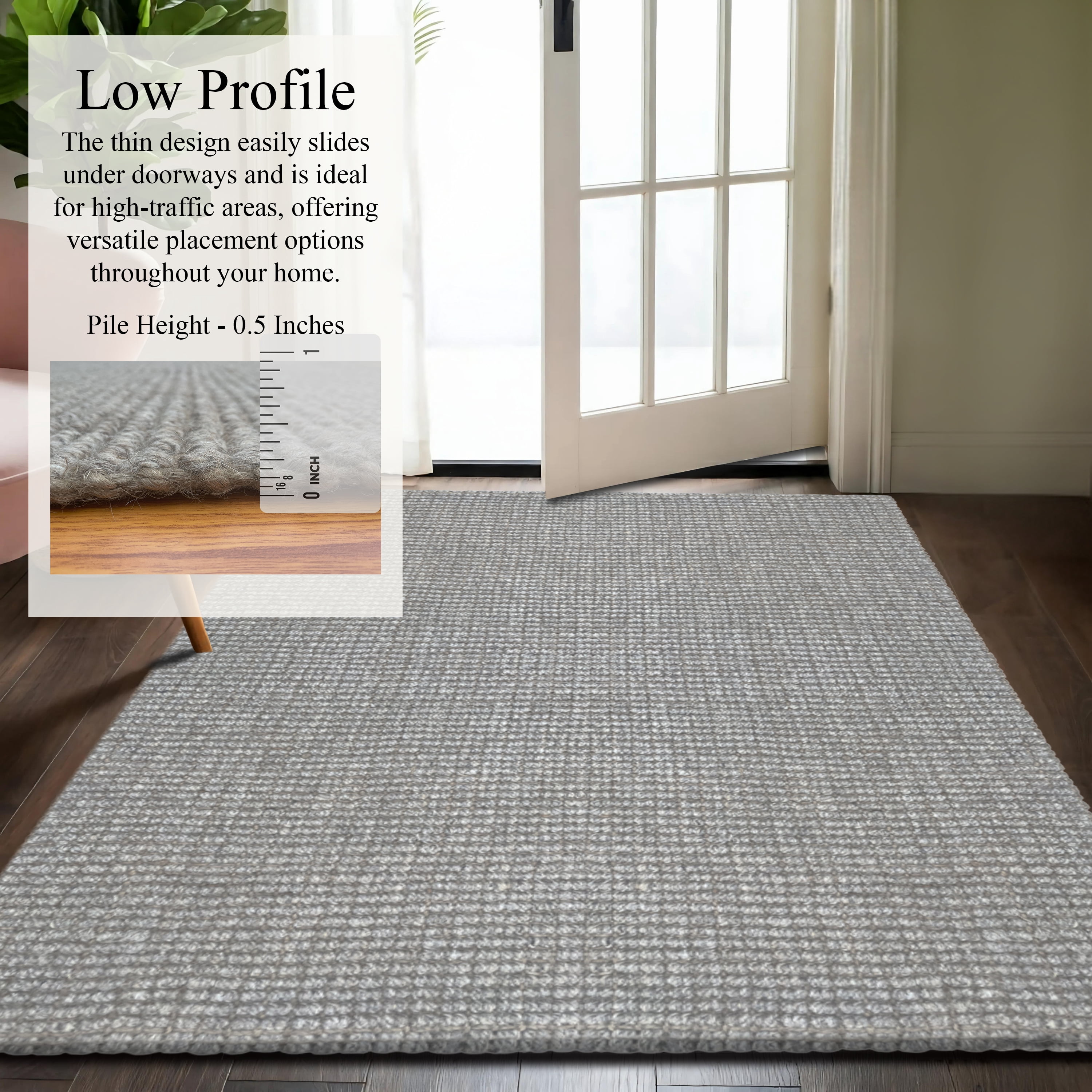 Delara Premium Handwoven Wool and Jute Area Rug, 10' x 14', Natural Boucle, 0.25" Thick, Soft & Durable for Living Room, Bedroom, Entryway