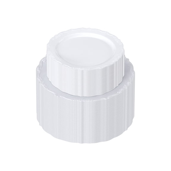 VEVOR Plastic Disposable Plates, 100 Pcs White Plastic Plates, Heavy Duty Plastic Plates with 50 Pcs 9.8 Inch Plastic Dinner Plates and 50 Pcs 7.5 Inch Plastic Dessert Plates, for Wedding and Party