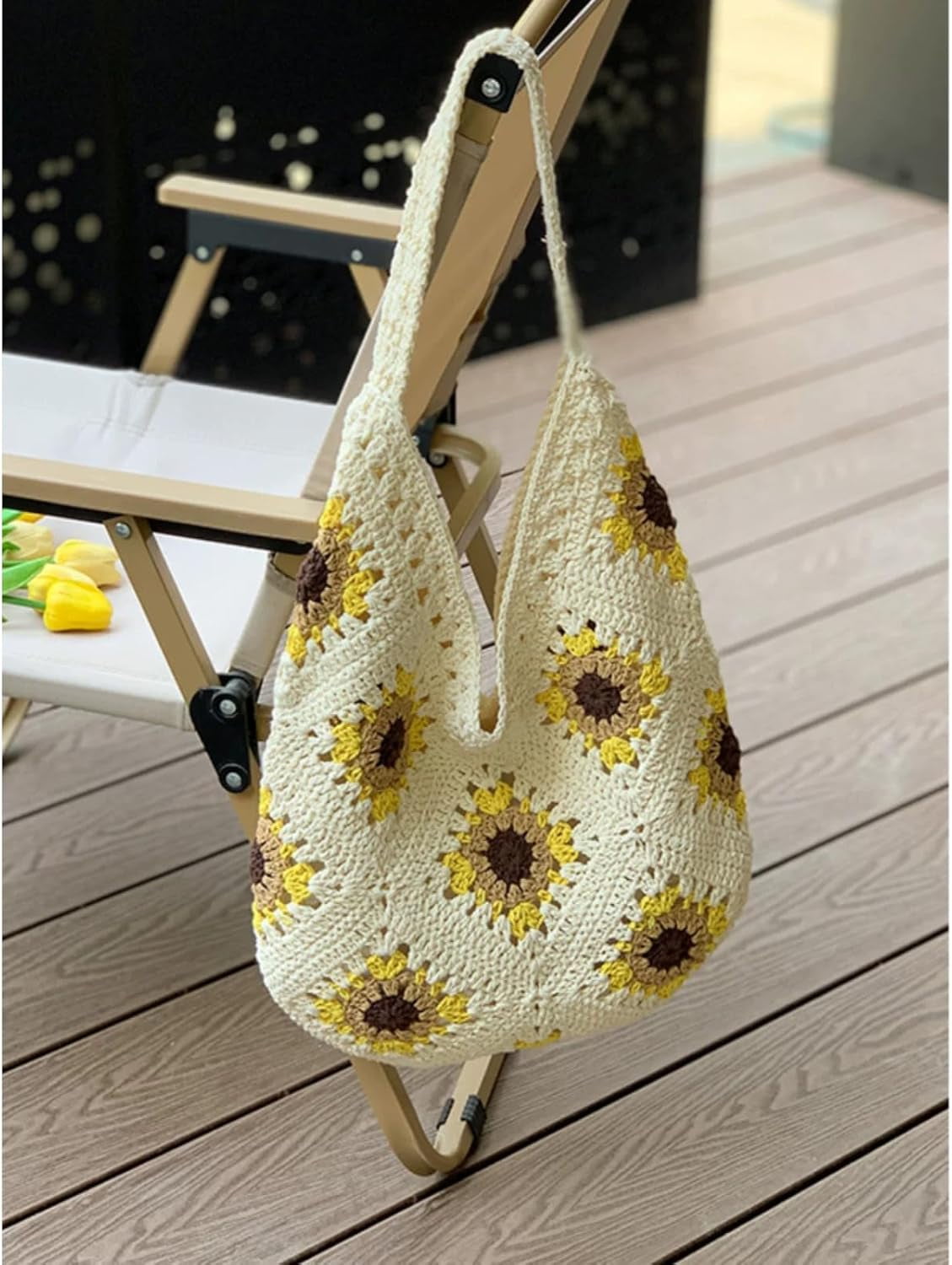 CAILDANL Crochet Beach Bag Beach Bags for Women Soft Summer Beach Tote Woven Purses for Summer Vacation