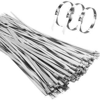 100 Pcs 11.8 Inches 304 Stainless Steel Metal Cable Zip Ties, Happon