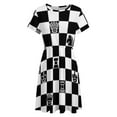 thumbnail image 4 of Chessboard Sundress Short Sleeve Dress Summer Women Clothes Dress for Women Dresses, 4 of 7