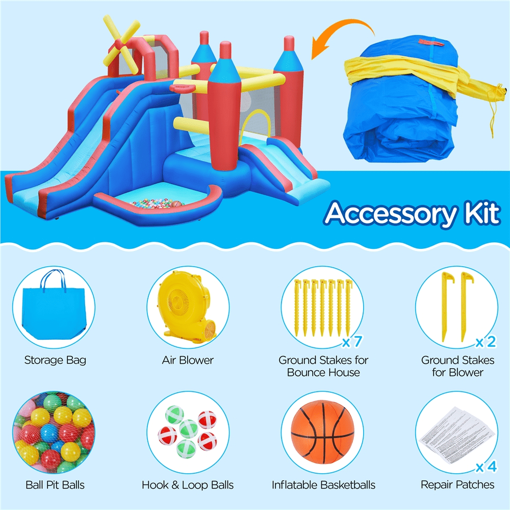 Alden Design 7-in-1 Inflatable Bounce House Combo with Blower and Storage Bag