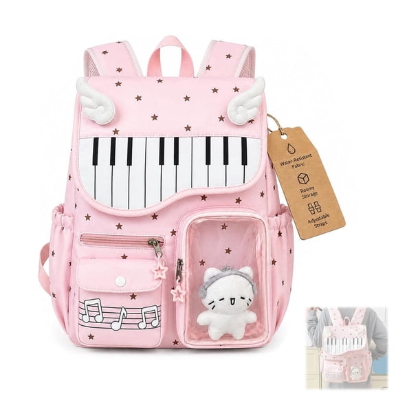 Piano Backpack, Kawaii Piano Backpack, Star Printed Piano Backpack, Whimsical Twee Y2K Cute Music Daypack Sturdy and durable for Daily Use