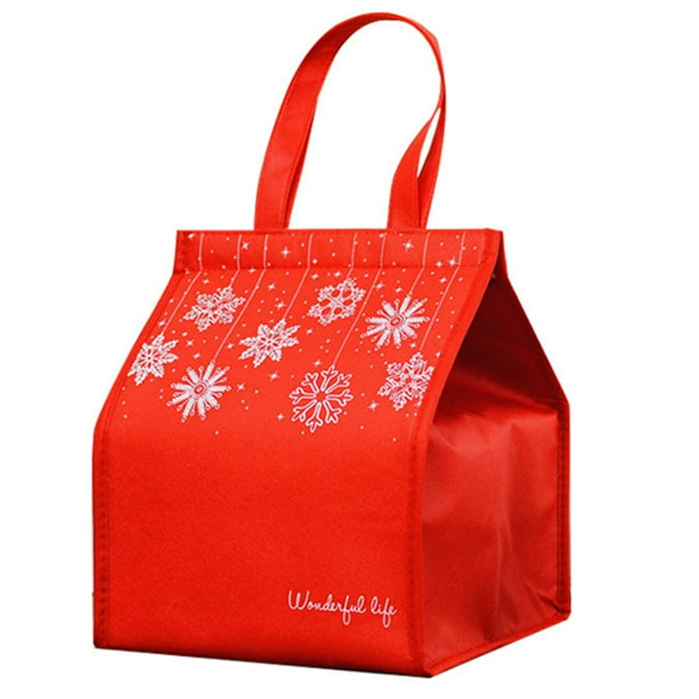 Xmas Food Bag 1pc Christmas Snowflake Pattern Cooler Bag Food Tote