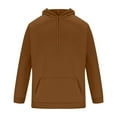 thumbnail image 3 of Mens Hoodies Pullover Solid Long Sleeve Drawstring Sweatshirt Outdoor Athletic Tops with Pocket Coffee 3XL, 3 of 5