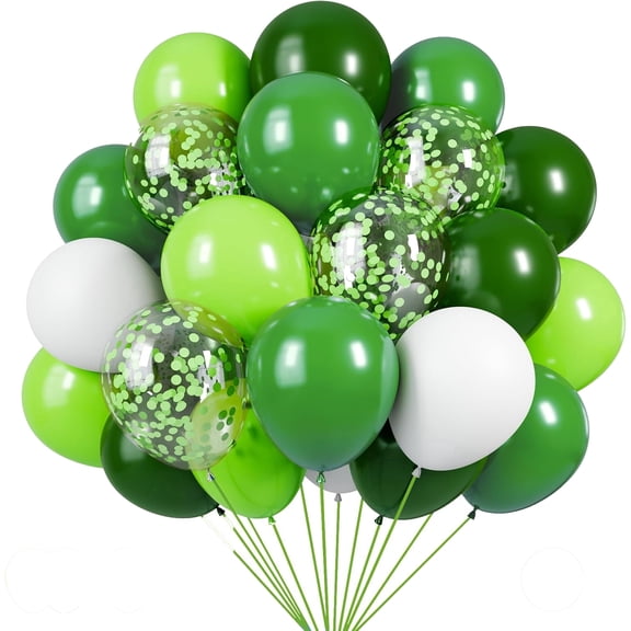 100pcs 12inch Dark Green and White Latex Balloon for Birthday Party Decorations