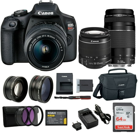 Image of Canon EOS REBEL T7 with EF 18-55mm and EF 75-300mm Double Zoom Bundle
