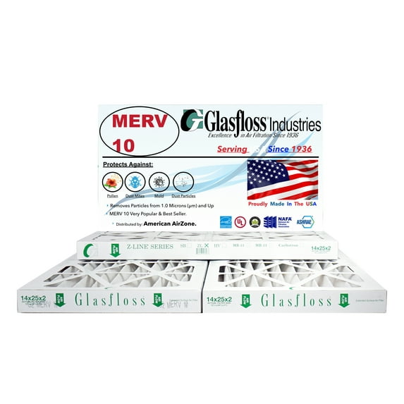 Glasfloss Air Filter 14x30x2 - 2" MERV 10 - (Pack of 4) - Pleated AC or HVAC Air Filter - Furnace Air Filter - Home or Office - Made In The USA.