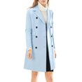 thumbnail image 1 of Abrigo de invierno para mujer INSPIRE CHIC, con solapa muesca, abrigo trinchera de doble botonadura, talla XL, azul, 1 of 7