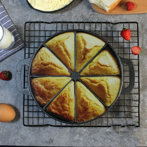 SEWCHICS Black Cast Iron Cornbread Skillet Nonstick Pan for Home Cooking and Baking