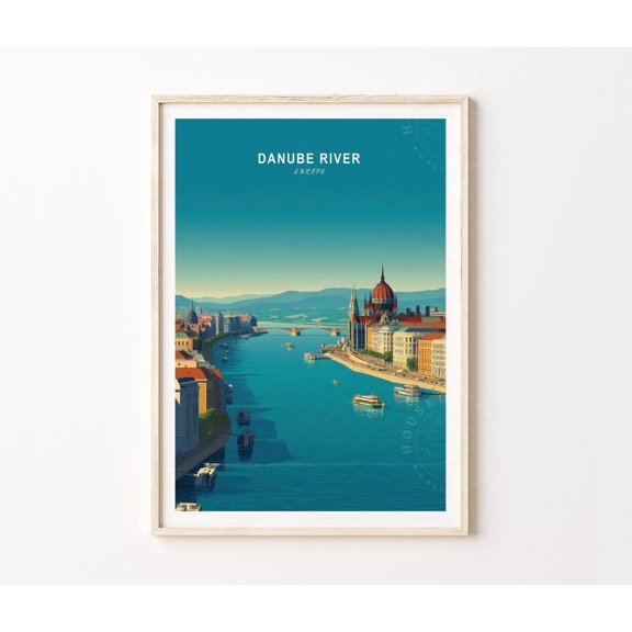Danube River Europe Minimalist Travel Wall Art Home Decor