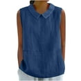 thumbnail image 2 of HongQid Linen Shirts for Women Sleeveless Tops Casual Collar Dressy Blouses Loose Tunic Tops, 2 of 5