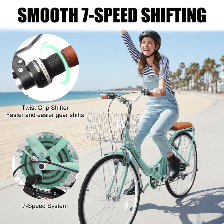 Ktaxon 26 Inch Folding Beach Cruiser Bike, 7 Speed Womens Bike