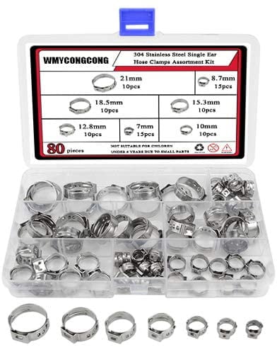 Stainless Steel Car Single Ear Hose Clamp O Type Boxed Assortment Kit Adjustable 